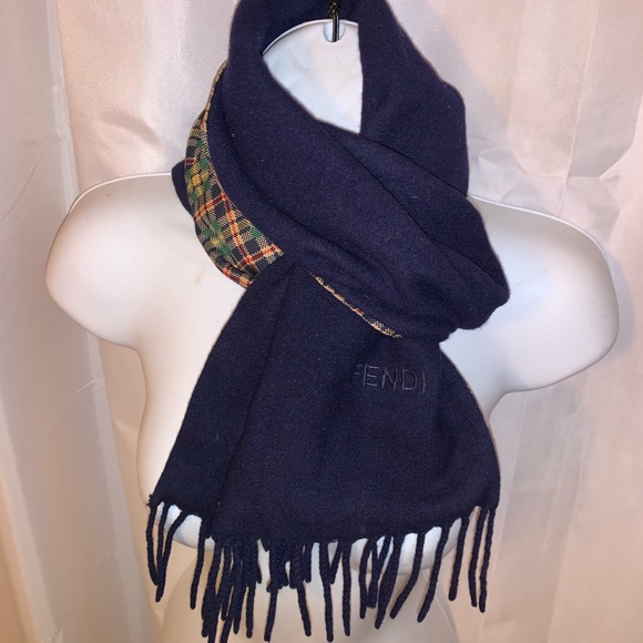 FENDI double faced SCARF silk & boiled wool - Picture 10 of 13